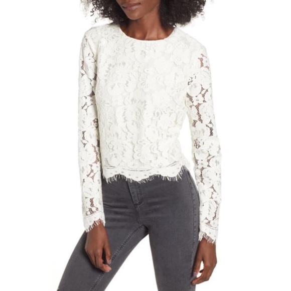 SOLD Wayf Erin Floral Lace Long Sleeve Shopbop Blouse - Picture 2 of 9